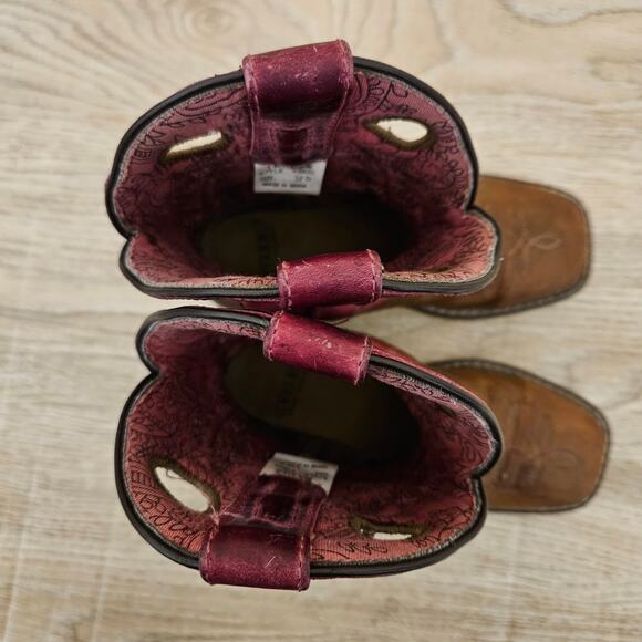 Shyanne Western Cowboy Boots Youth Size 12D Pink/Tan Square Toe Little Girls - Picture 10 of 10